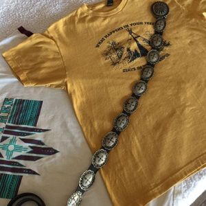 Southwestern small conch genuine leather belt